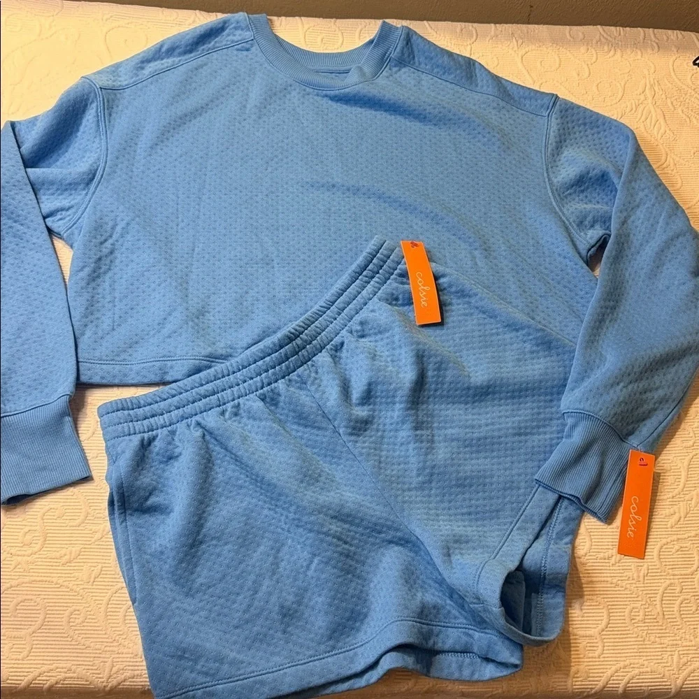 Colsie Blue Textured Pajama Set